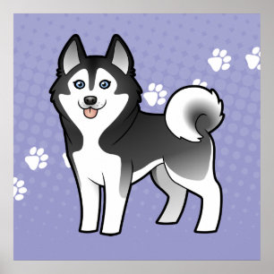 Tecknadsiberian husky/alaskabo Malamute Poster