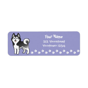 Tecknadsiberian husky/alaskabo Malamute Returadress Etikett