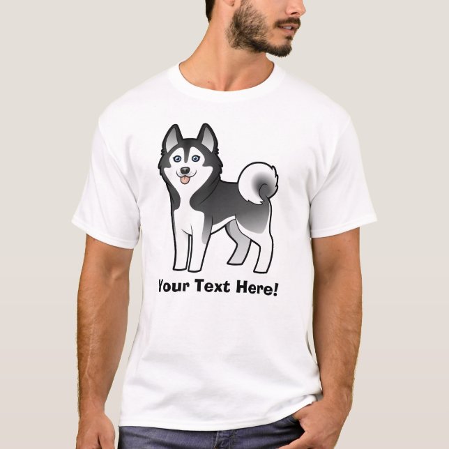 Tecknadsiberian husky/alaskabo Malamute T Shirt (Framsida)