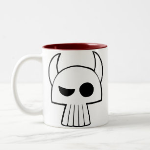 Tecknadskalledesign med Horns som dricker muggen Två-Tonad Mugg