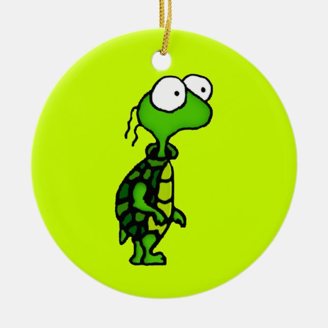 Tecknadsköldpadda Julgransprydnad Keramik (Framsidan)