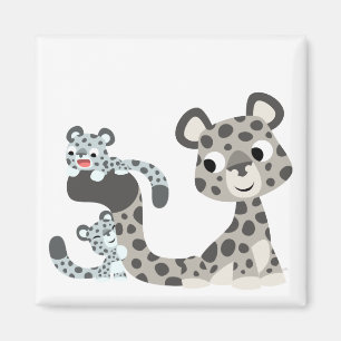 TecknadsnöLeopard och ungemagnet Magnet