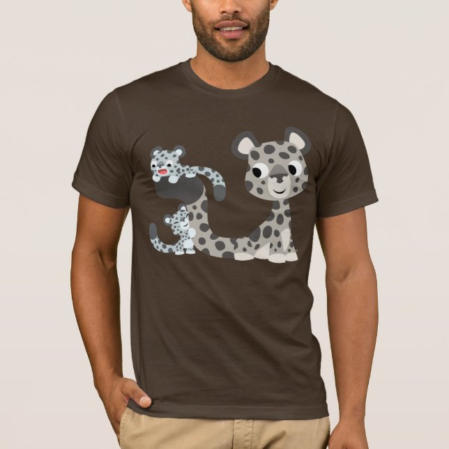 TecknadsnöLeopard och ungeT-tröja Tee Shirt (Framsida)