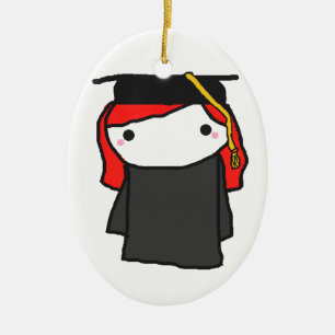 Tecknadstudentenflicka Julgransprydnad Keramik