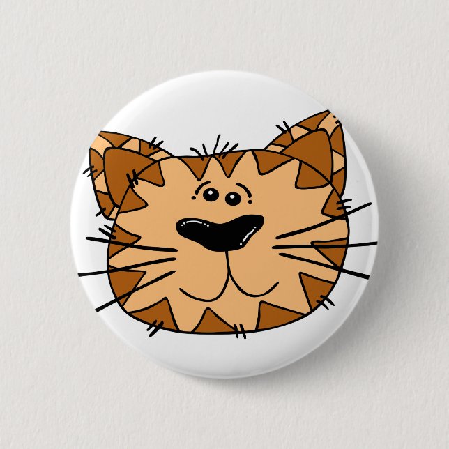 Tecknadtabby kattansikte knapp (Framsida)
