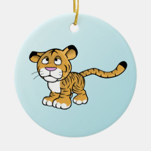tecknadtiger julgransprydnad keramik