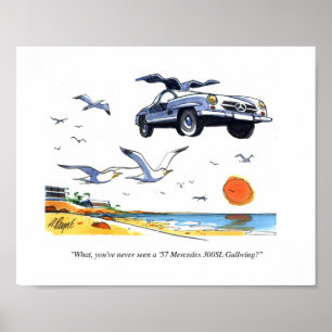 Tecknadtryck Gullwing Mercedes Poster
