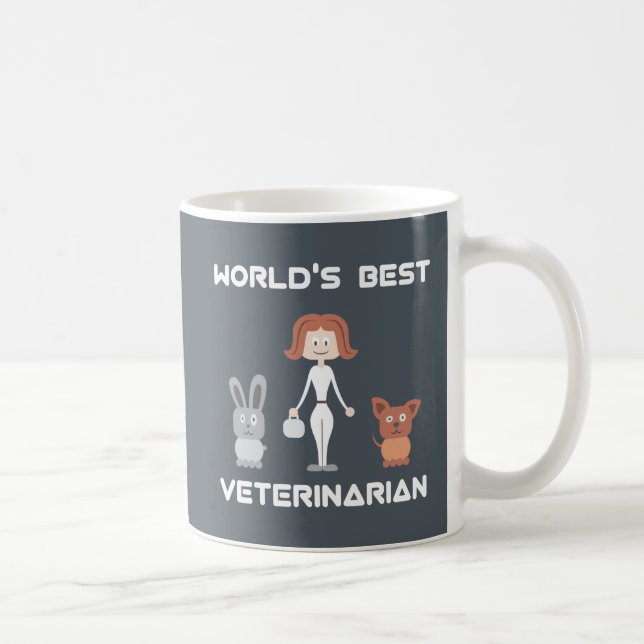 Tecknadvärlds bäst kvinnliga veterinär kaffemugg (Höger)