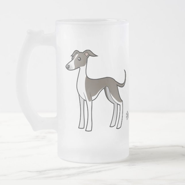Tecknadvinthund/Whippet/italiensk vinthund Frostat Ölglas (Vänster)