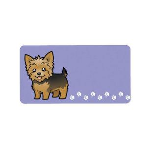 TecknadYorkshire Terrier (kort hår ingen pilbåge Adressetikett