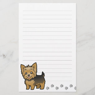 TecknadYorkshire Terrier (kort hår ingen pilbåge Brevpapper