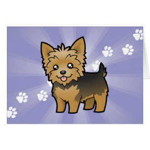 TecknadYorkshire Terrier (kort hår ingen pilbåge Hälsningskort