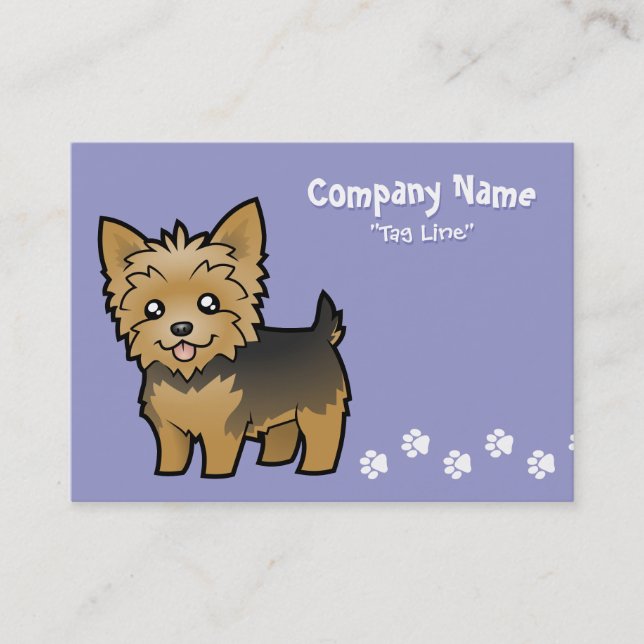 TecknadYorkshire Terrier (kort hår ingen pilbåge) Visitkort (Framsida)