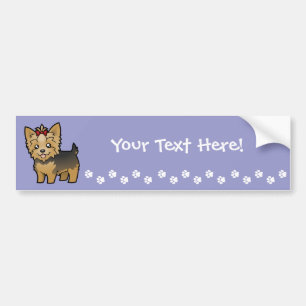 TecknadYorkshire Terrier (kort hår med pilbågen) Bildekal