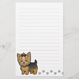 TecknadYorkshire Terrier (kort hår med pilbågen) Brevpapper
