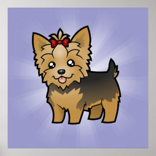 TecknadYorkshire Terrier (kort hår med pilbågen) Poster