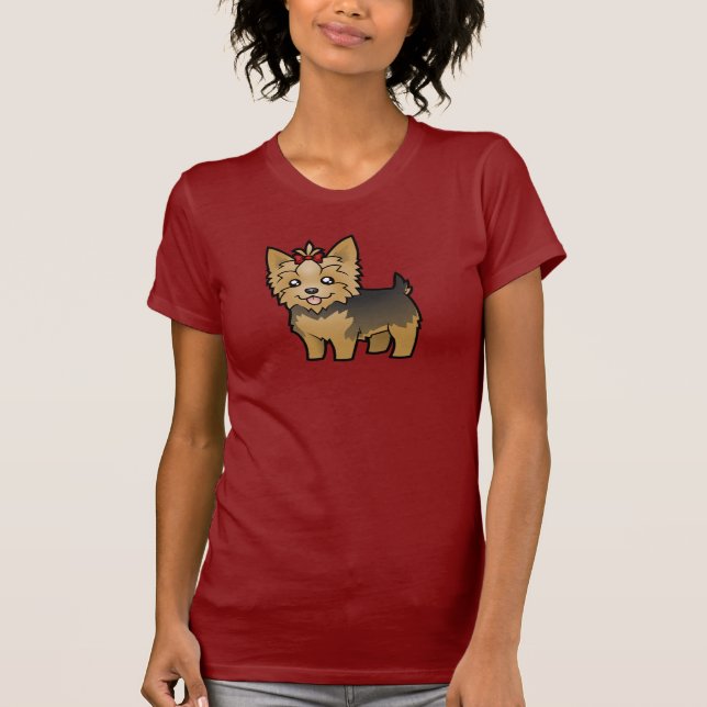 TecknadYorkshire Terrier (kort hår med pilbågen) T-shirt (Framsida)