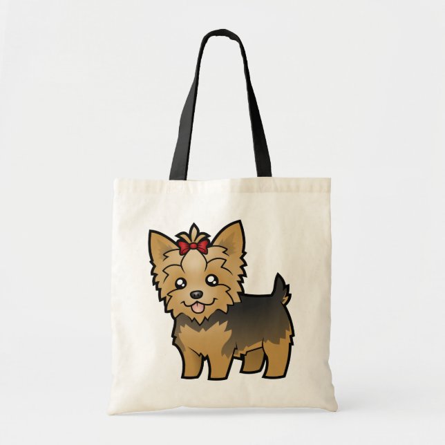 TecknadYorkshire Terrier (kort hår med pilbågen) Tygkasse (Framsidan)