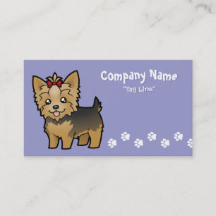 TecknadYorkshire Terrier (kort hår med pilbågen) Visitkort