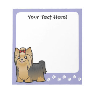 TecknadYorkshire Terrier (långt hår med pilbåge Anteckningsblock