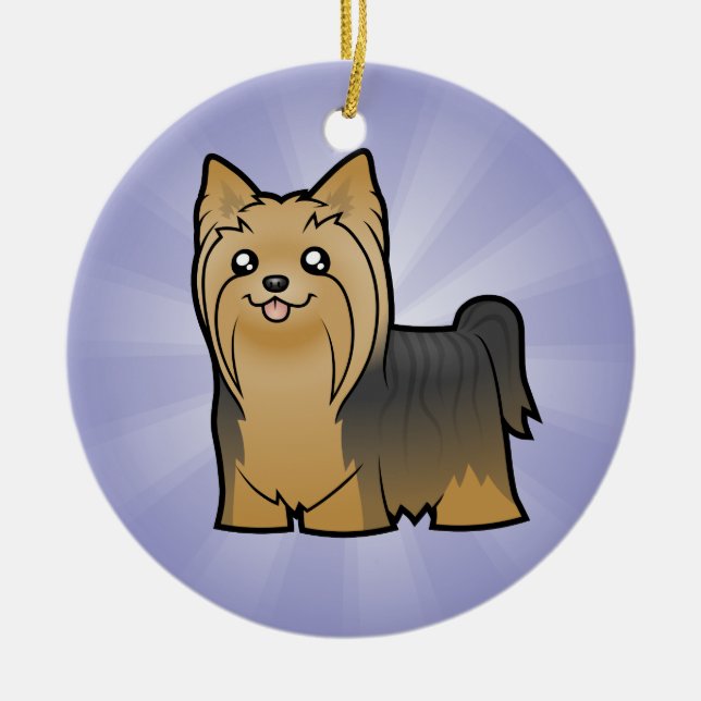 TecknadYorkshire Terrier (tillfoga ditt Julgransprydnad Keramik (Framsidan)