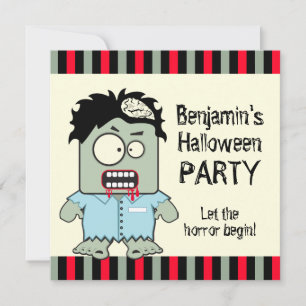 TecknadZombiehalloween fest Inbjudningar