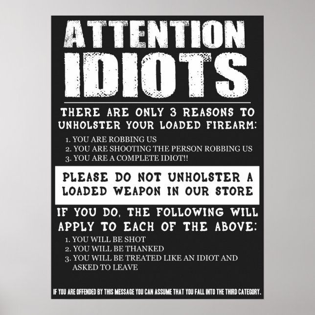 Tecknet "Attention Idiots" (Attention Idiots) för  Poster (Framsidan)