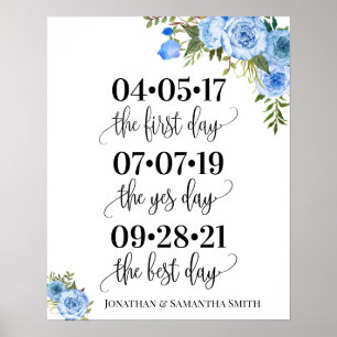 Tecknet "bästa dag" bröllop datum ja-blommigt dag poster