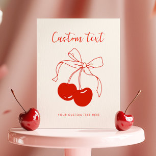 Tecknet Cherry Theme Anpassningsbar Text Bord Poster