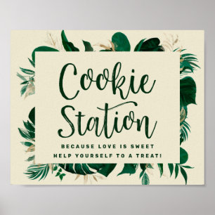 Tecknet Cookie Station Bröllop i Chic för tropisk  Poster