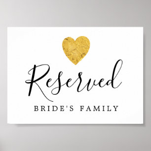 Tecknet DIY Gold Foil Heart Bröllop Reserved Sign Poster