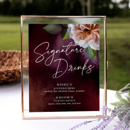 Tecknet Drink Menu Bröllop Namnteckning Midnight G Poster