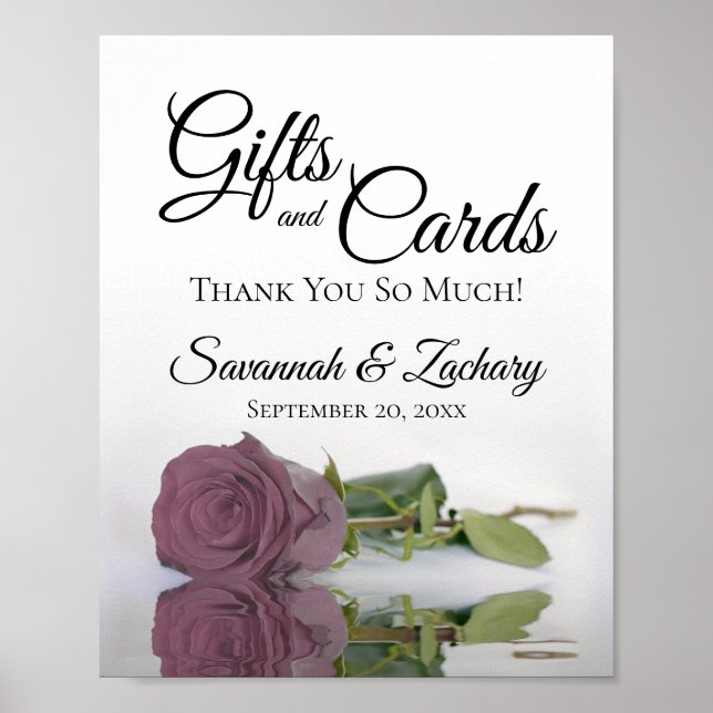 Tecknet Dusty Mauve Rosa ros Gifts & Cards Bröllop Poster (Framsidan)