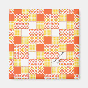 Tecknet "Hösttoner" i Quilt block Mönster i kvadra Magnet