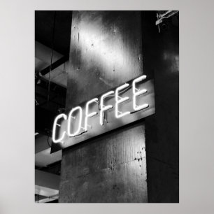 Tecknet Industrial Black and White Neon Coffee Pos Poster