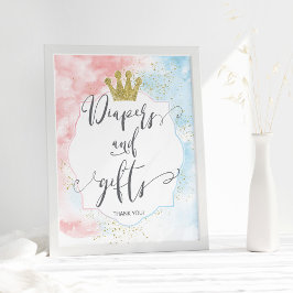Tecknet "Löjor och gåvor", Rosa Blue Gender Reveal Poster