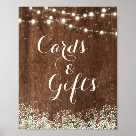 Tecknet Rustic Wood Baby's Bröllopskort Gifts Poster