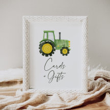 Tecknet "Tractor Baby Shower Cards" och "Gifts"