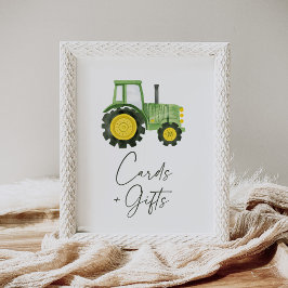 Tecknet "Tractor Baby Shower Cards" och "Gifts" Poster