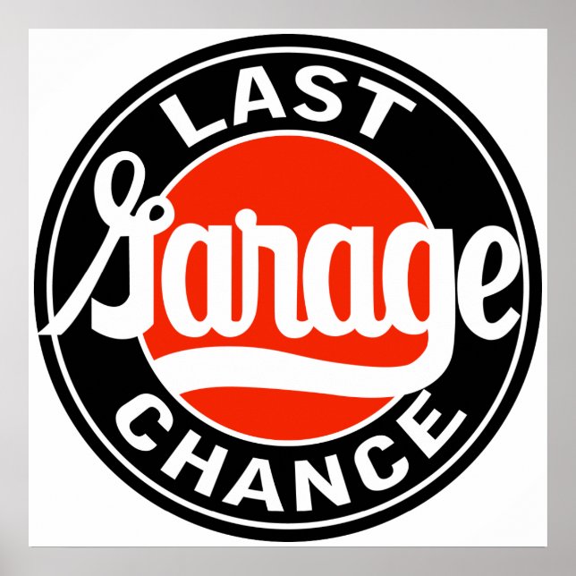 Tecknet vintage för senaste Garage Chance Poster (Framsidan)