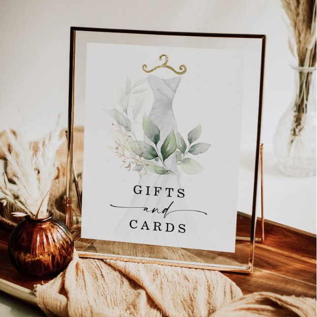 Tecknet Watercolor Greenery Guld Möhippa Gifts -  Poster (Skapare uppladdad)
