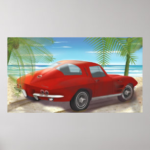 Teckning 1963 för Corvette strandplats Poster