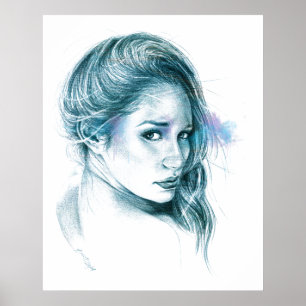 Teckning art av porträtt poster