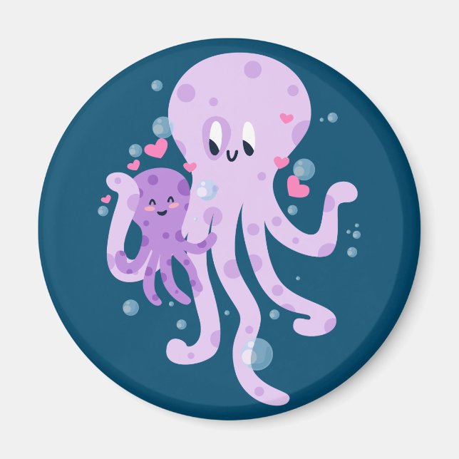 Teckning Art i Cute Octopus Mamma Magnet (Framsidan)