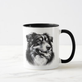 Teckning Australian shepherd Mugg