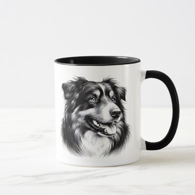 Teckning Australian shepherd Mugg (Höger)
