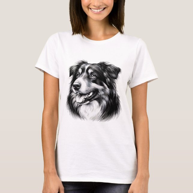 Teckning Australian shepherd T Shirt (Framsida)