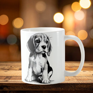 Teckning av Beagel-valp Kaffemugg