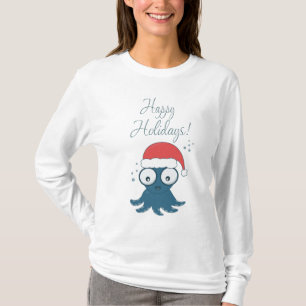 teckning av blåbläckfisk av söt tecknad t shirt
