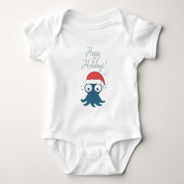 teckning av blåbläckfisk av söt tecknad t shirt (Framsida)